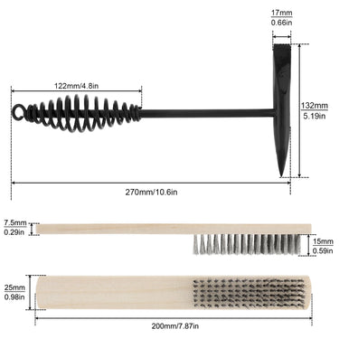 10.5Inch Cone Vertical Chisel Coil Spring Handle Welding Chipping Hammer Hand Tool for Welding with 7.78 Inch Wire Brush